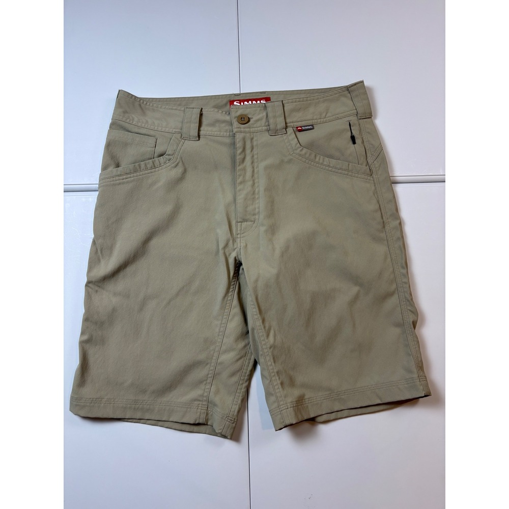 Simms Fishing Shorts Mens 32 Khaki Performance Stretch Outdoor Utility